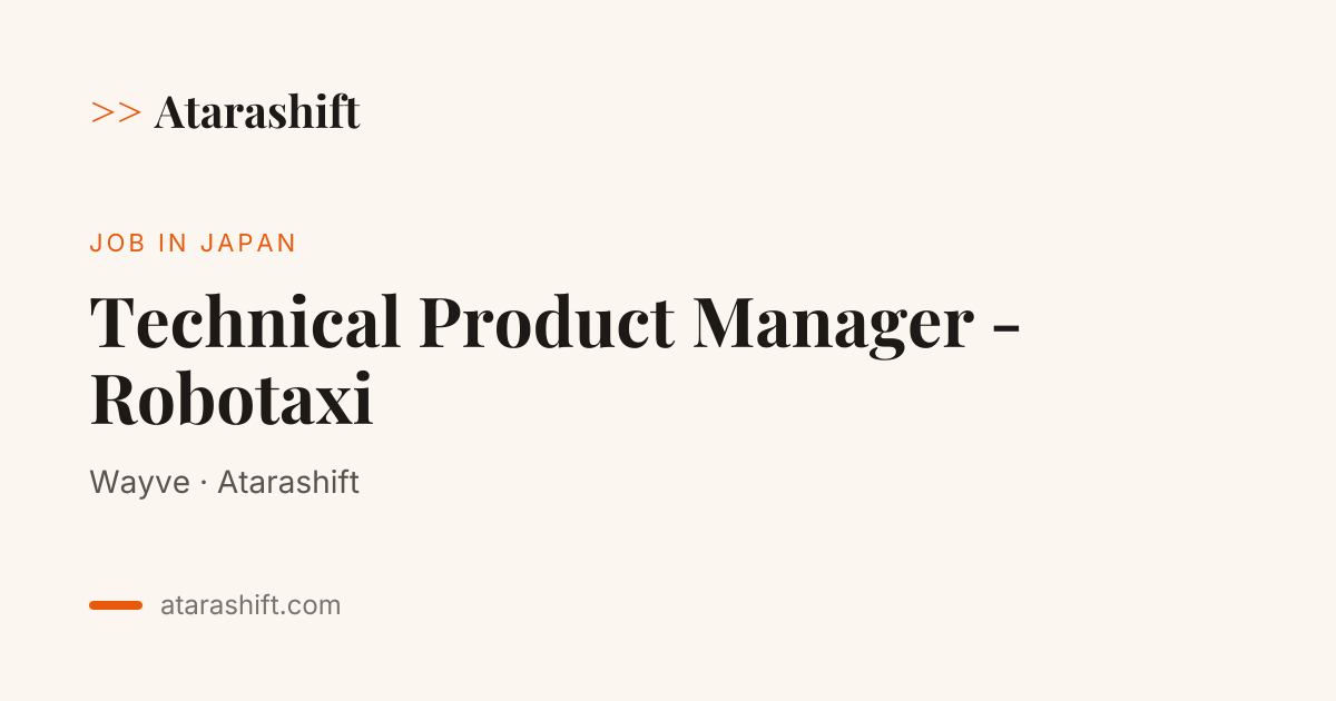 Technical Product Manager - Robotaxi at Wayve
